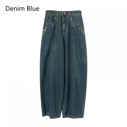 Seam Vintage - Trousers Center Front Denim High-waisted