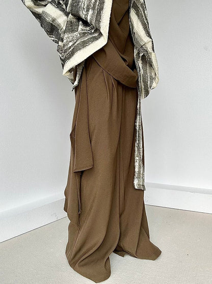 High-Waisted Three-Button Pants Ouji Cut Fly Lolita Wide-Leg Panel Draped Coffee with