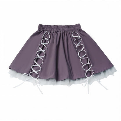 Adorable Purple Mini Skirt with Lace-Up Accents