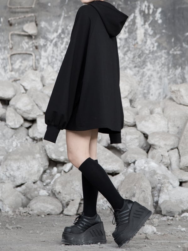 Flock Butterfly Dark Embroidery with Loose Delicate Romance Gothic Red Hoodie Black