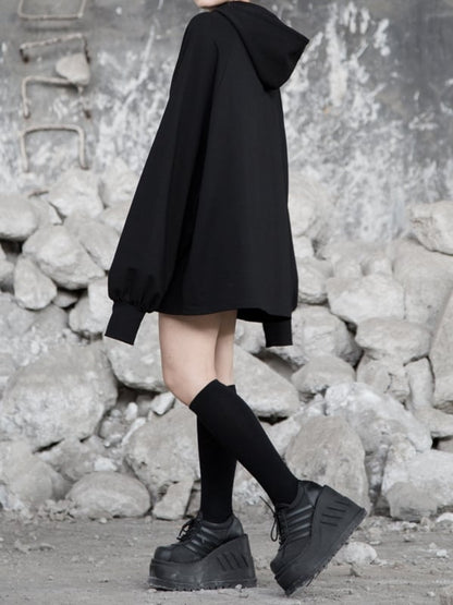 Flock Butterfly Dark Embroidery with Loose Delicate Romance Gothic Red Hoodie Black