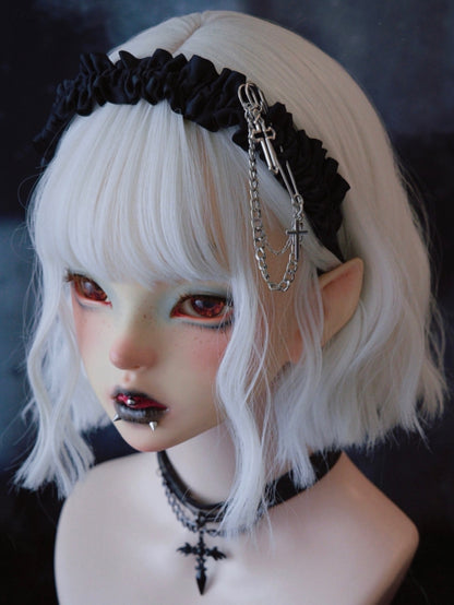 Ruffle Black Pin Decorated Cross KC Design With Trim