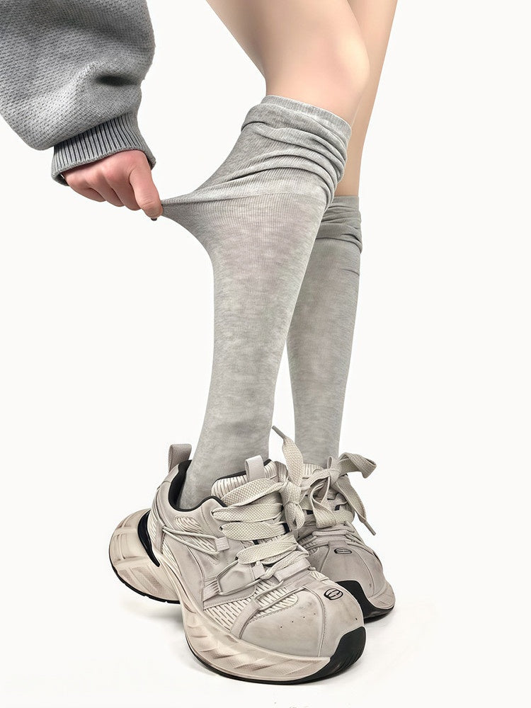 Chaussettes mollets souples, 4 couleurs unies, respirantes