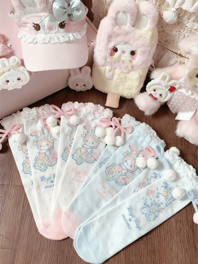 Lolita Pom-Pom Options Color Bow 4 Pattern Bunny With Sweet Socks