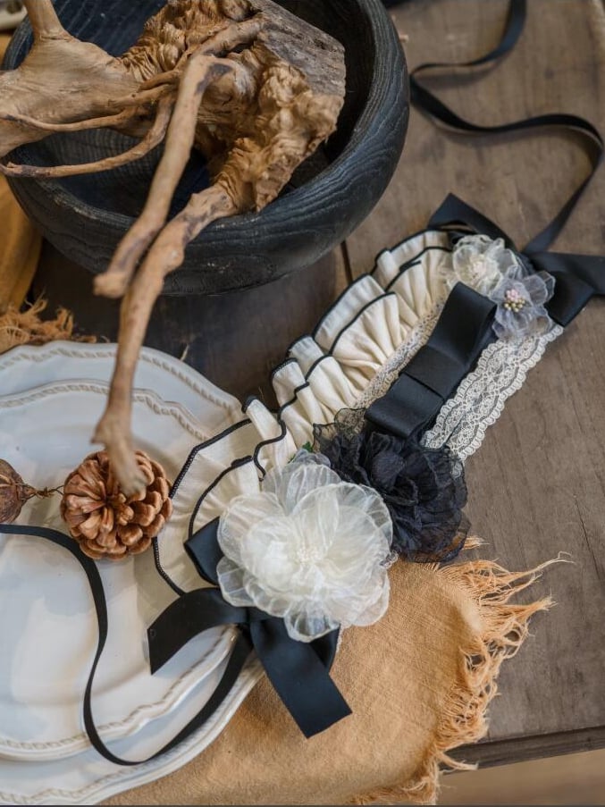 Design Hairband / Floral Black Beige