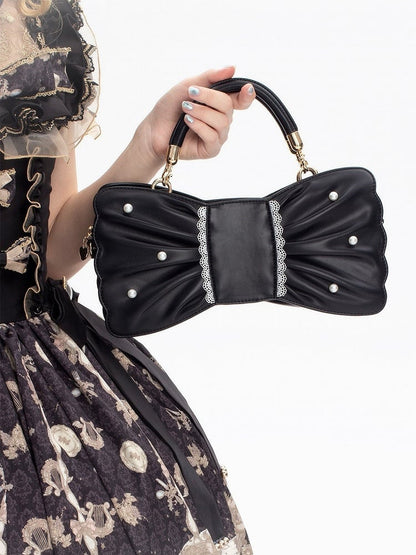 Sweet Lolita Bowknot Bag with Pearls & Lace - Sheep Puff Bag