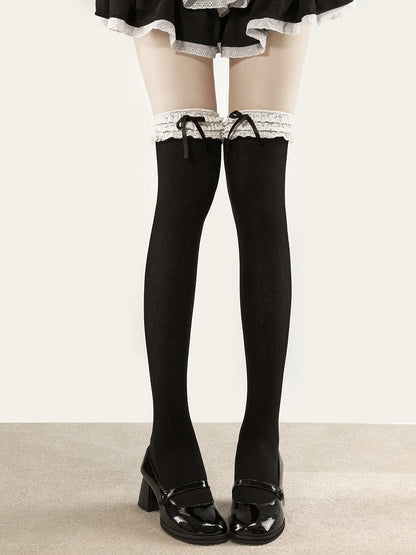 Bow Decoration Lolita 7 Lace-Trimmed Colors with Stockings