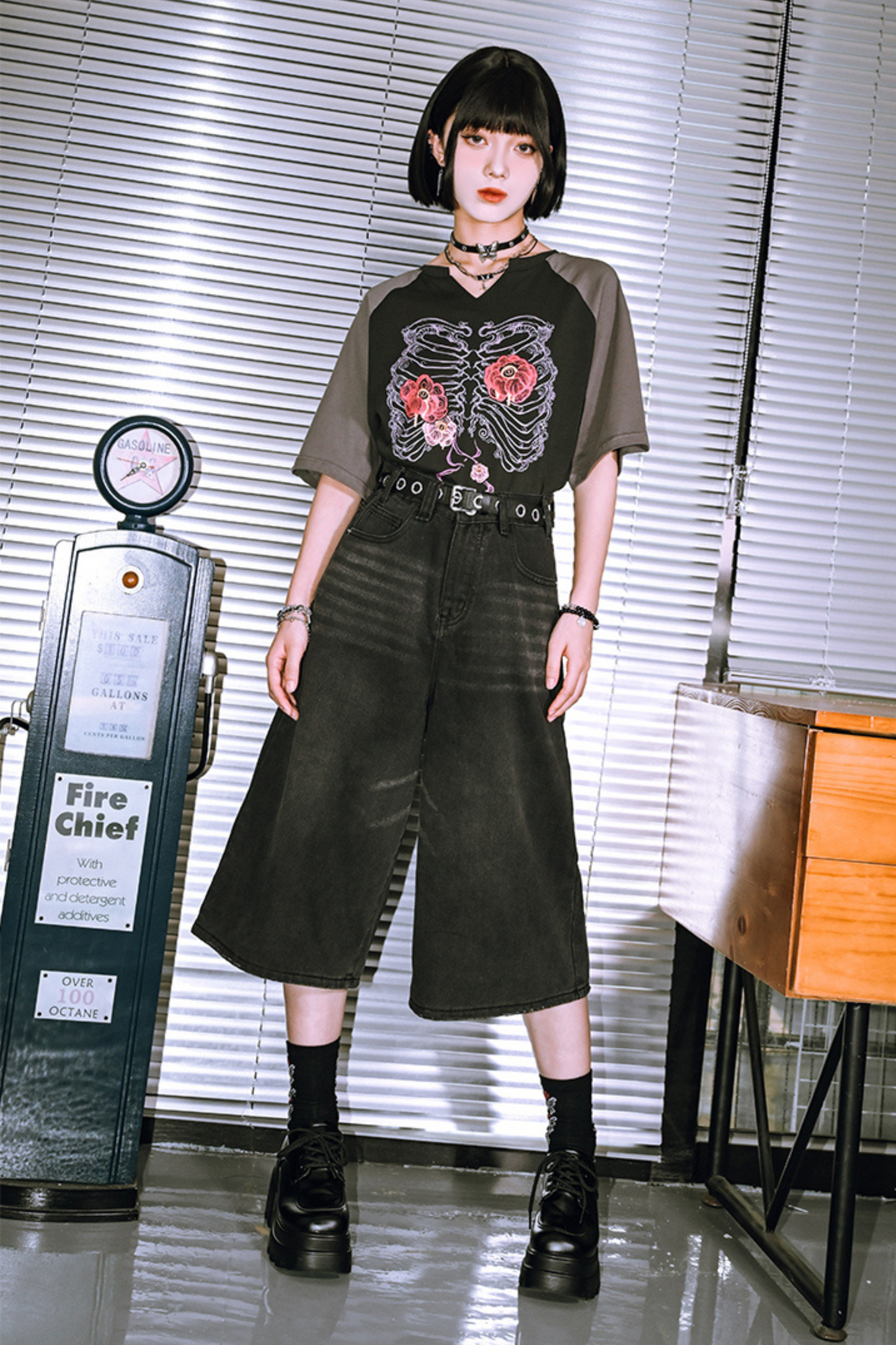 パンツ ハーフアッシュ ブラックデニム