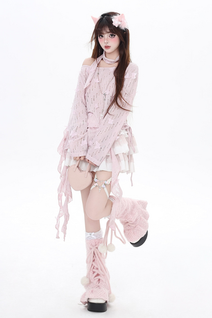 ロマンティックなガーリーメッシュトップ