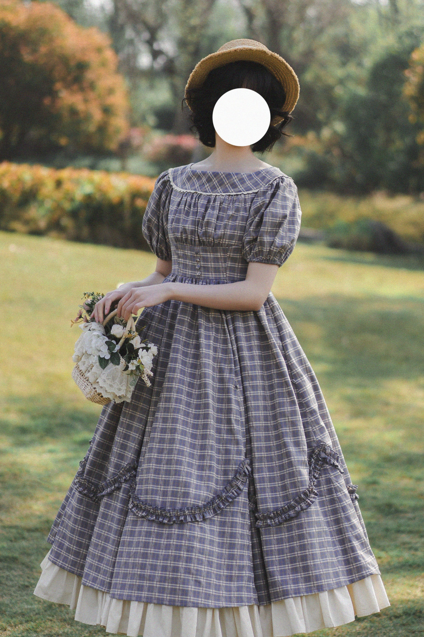 チェックレトロワードロリータペチコートドレスフォレスト+