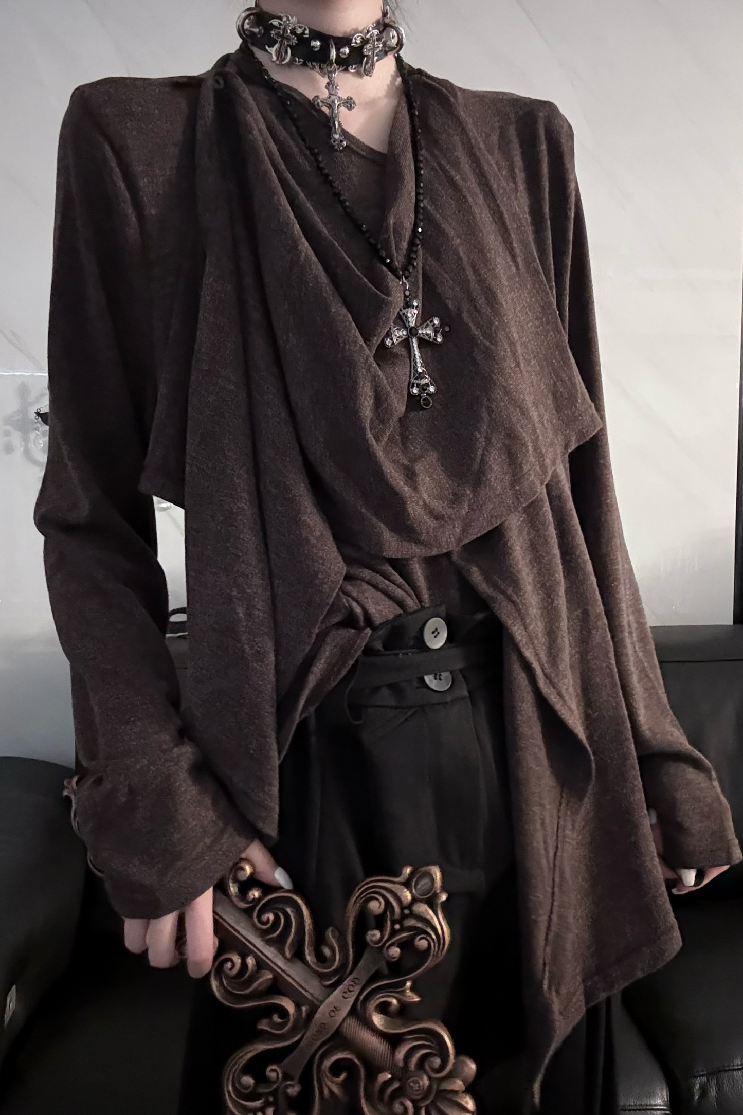 長袖レトロデコンストラクトトップ