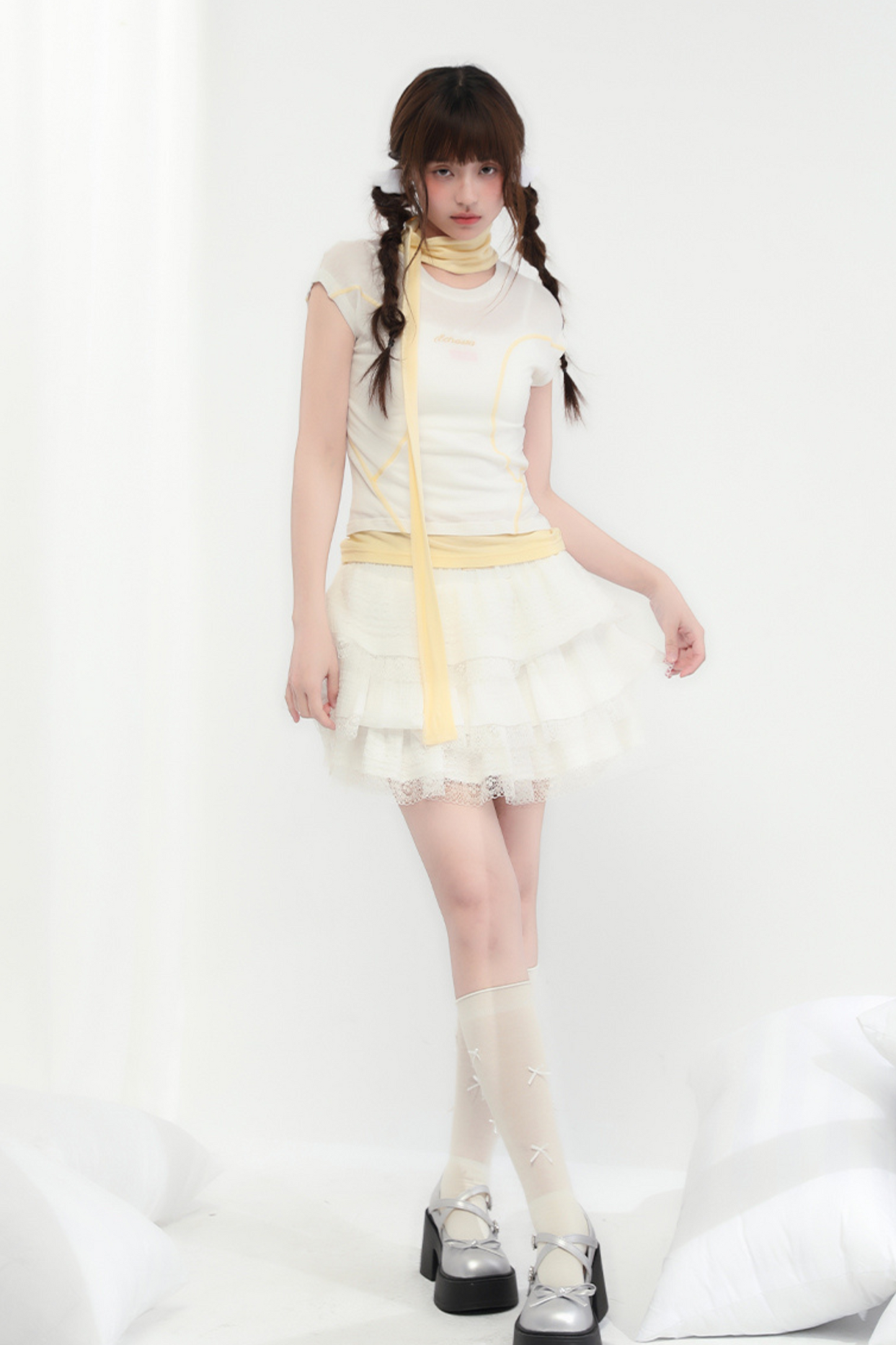 Rock Flare Süße Weiße Spitze