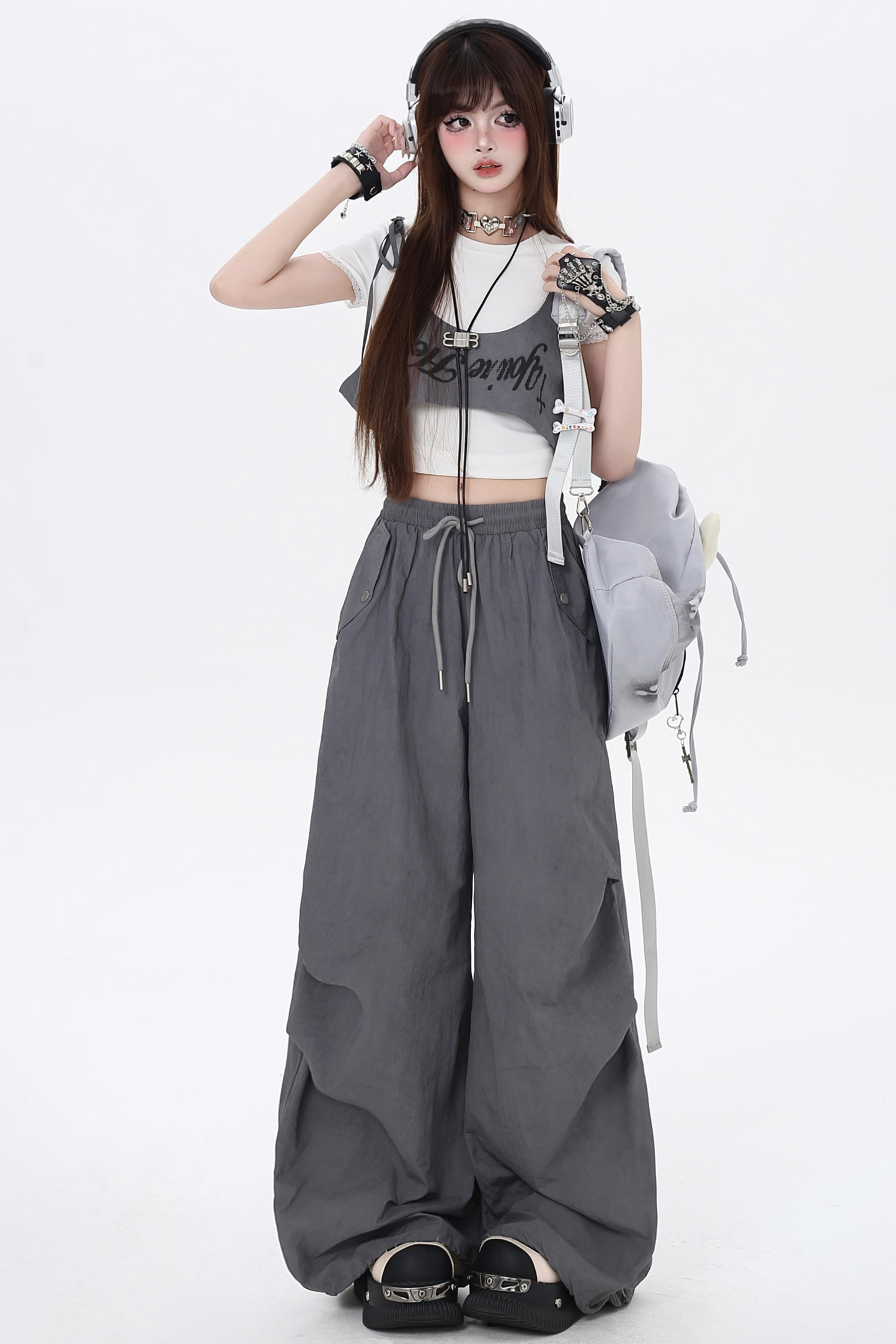 女の子用カジュアルウエストハイスパイスパンツ