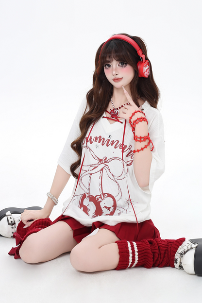 カバーアップ アイランド Tシャツ チェリー Vネック スウィート トロピカル