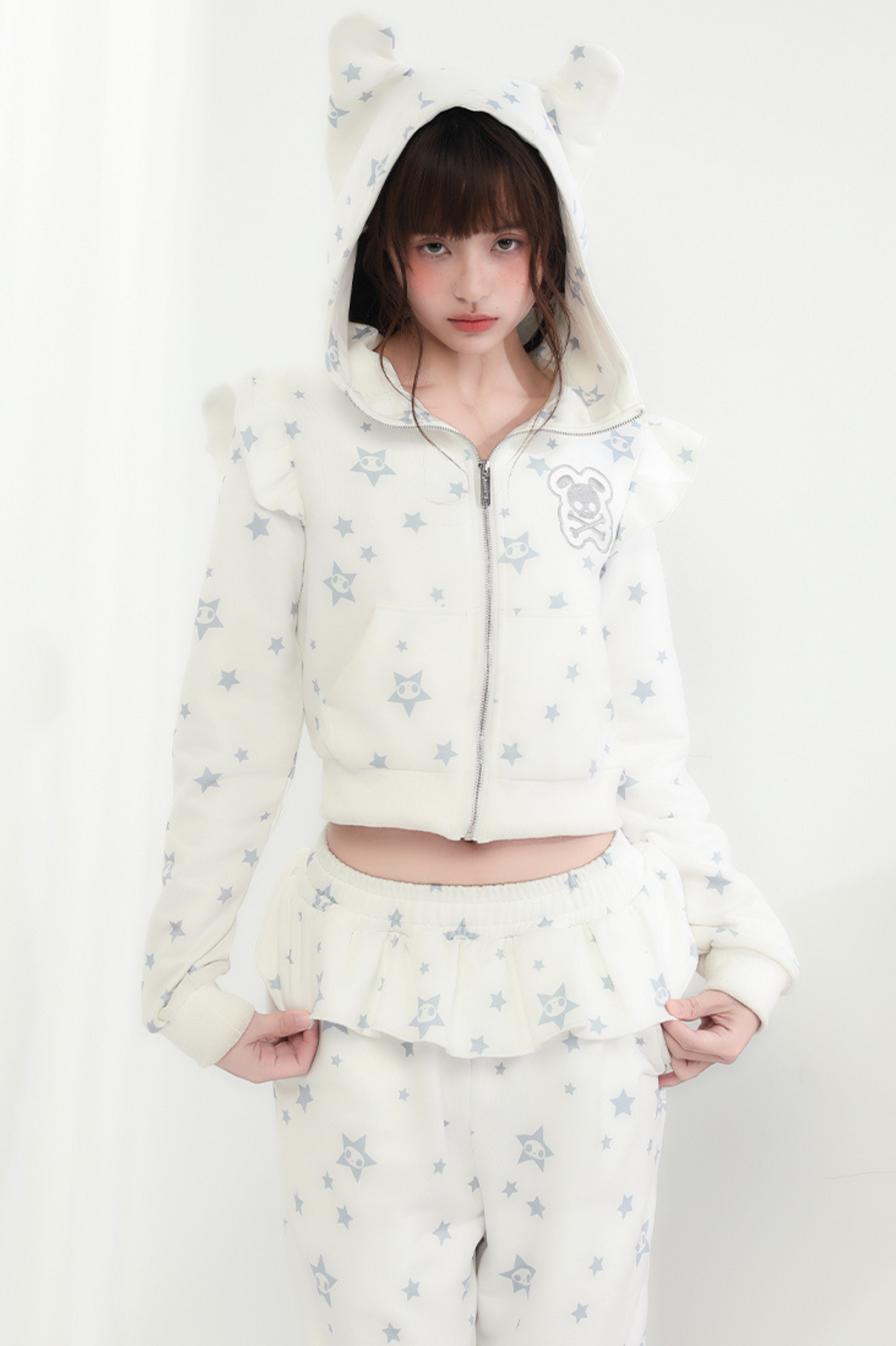 Animal Pants Loose Hoodie Kapuzenohr + Rüsche