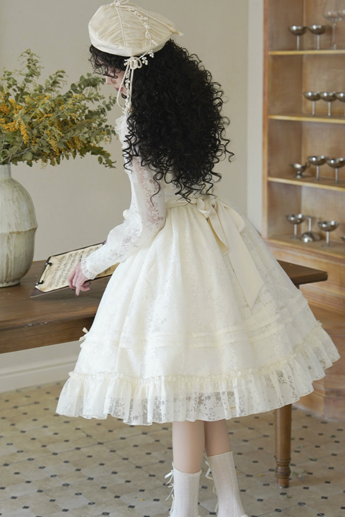 Schal Weißes Kleid Lolita Spitze Sweet Cracolor +