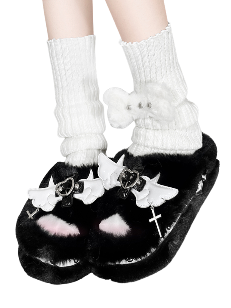 Plateau-Hausschuhe aus Fell DeVille Shoes Angel