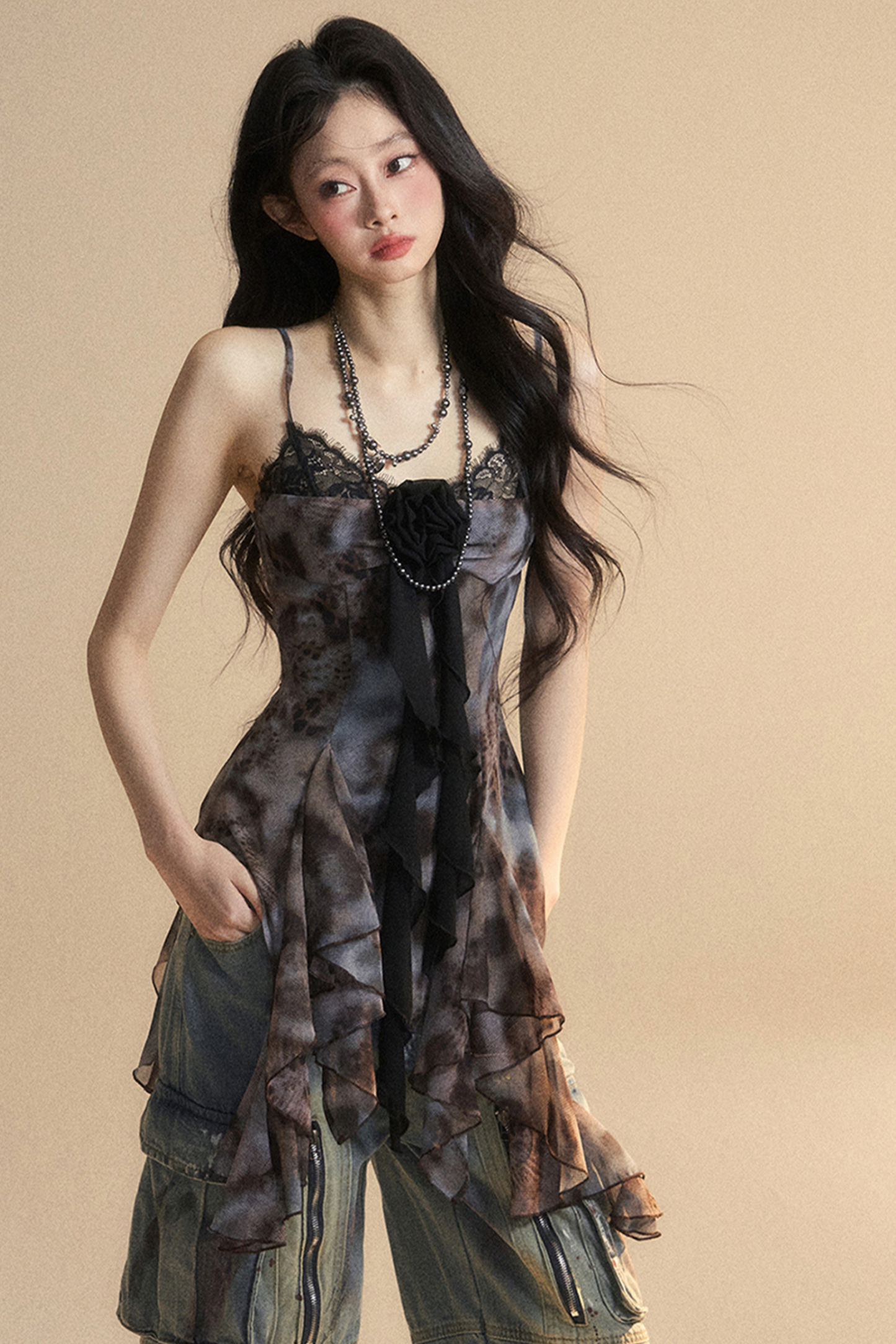 レーストップキャミソール シアー