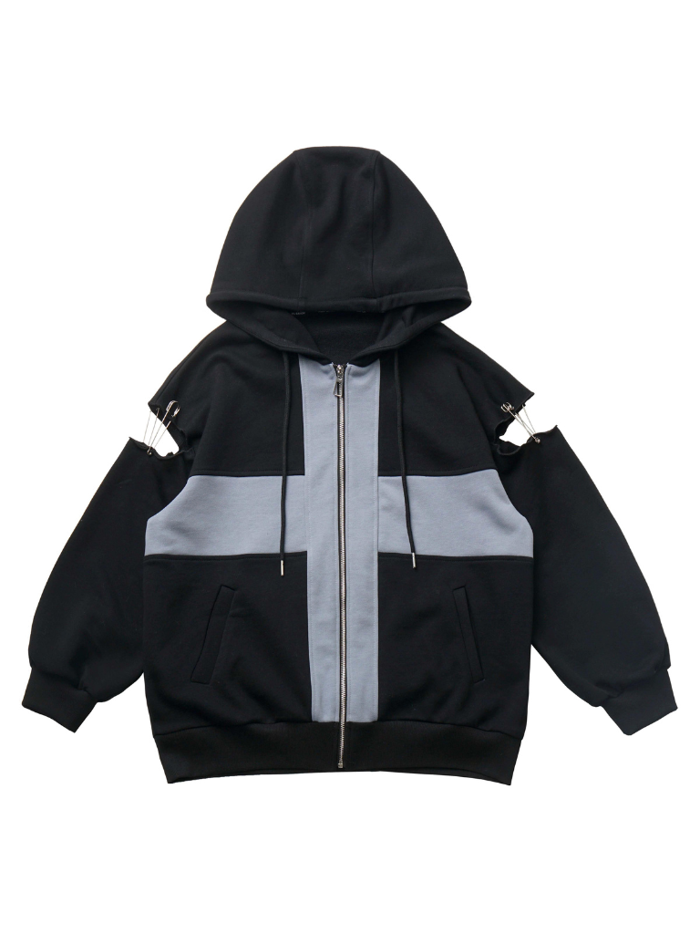 Zip Cami Cross Loose Pants Hoodie Top