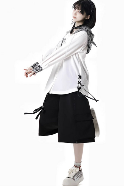 Halbes Oberteil, Hose, Hemd mit Kapuze + Karomuster