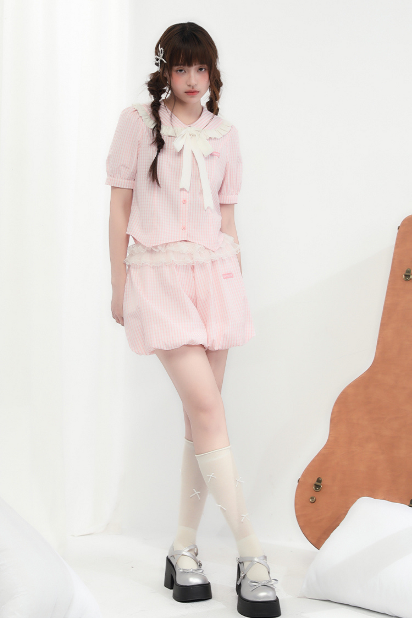 gestreifter Spitzenpuppenballon Peachy + Oberteilhose Bubbles