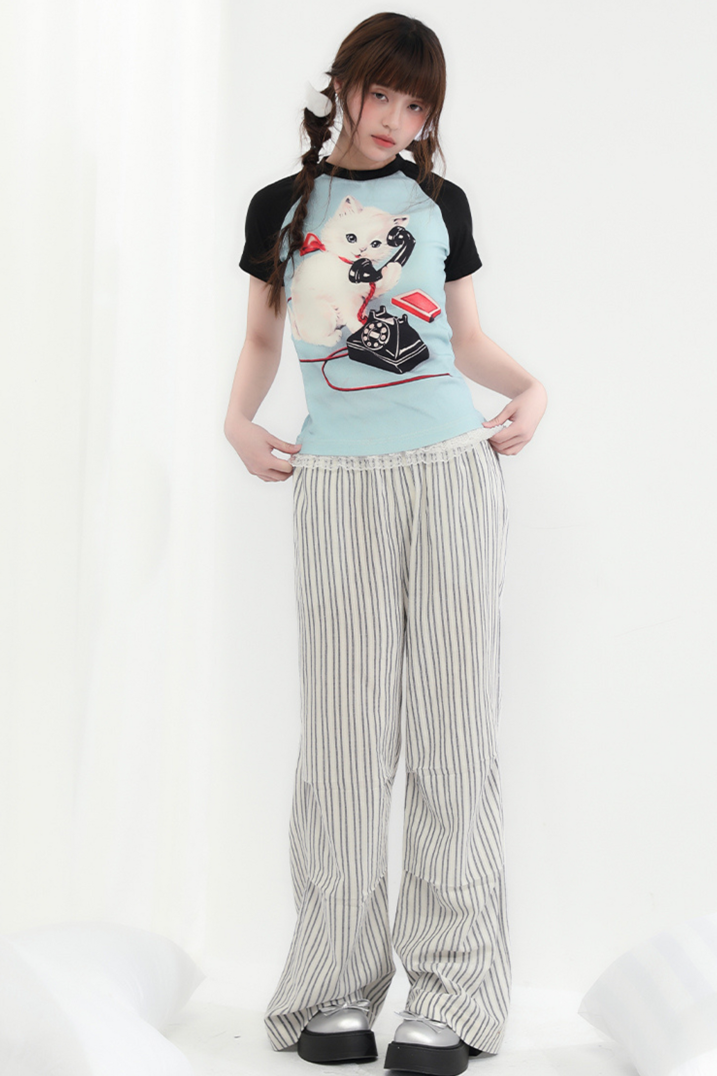 Hosen Gestreift Weit Locker Trend