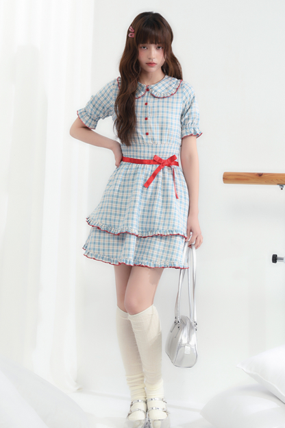 Kleid Cherry Mist Girly Berry Check Cheese