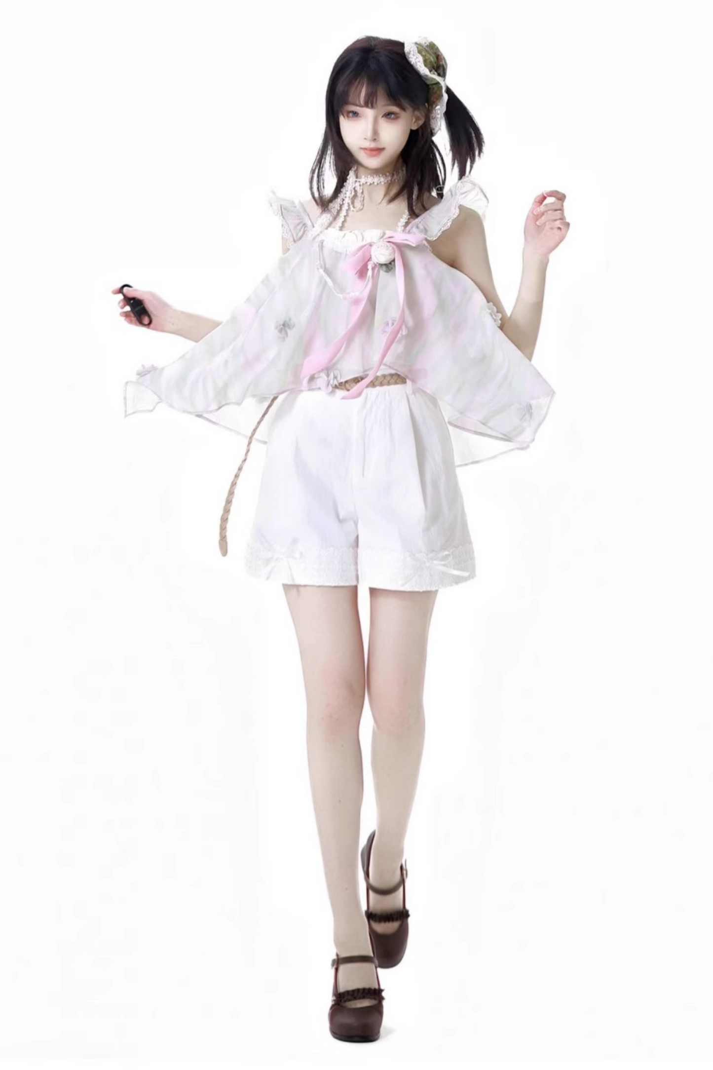 ショートパンツ + ブリス フローラル ノースリーブ トップ ドレス