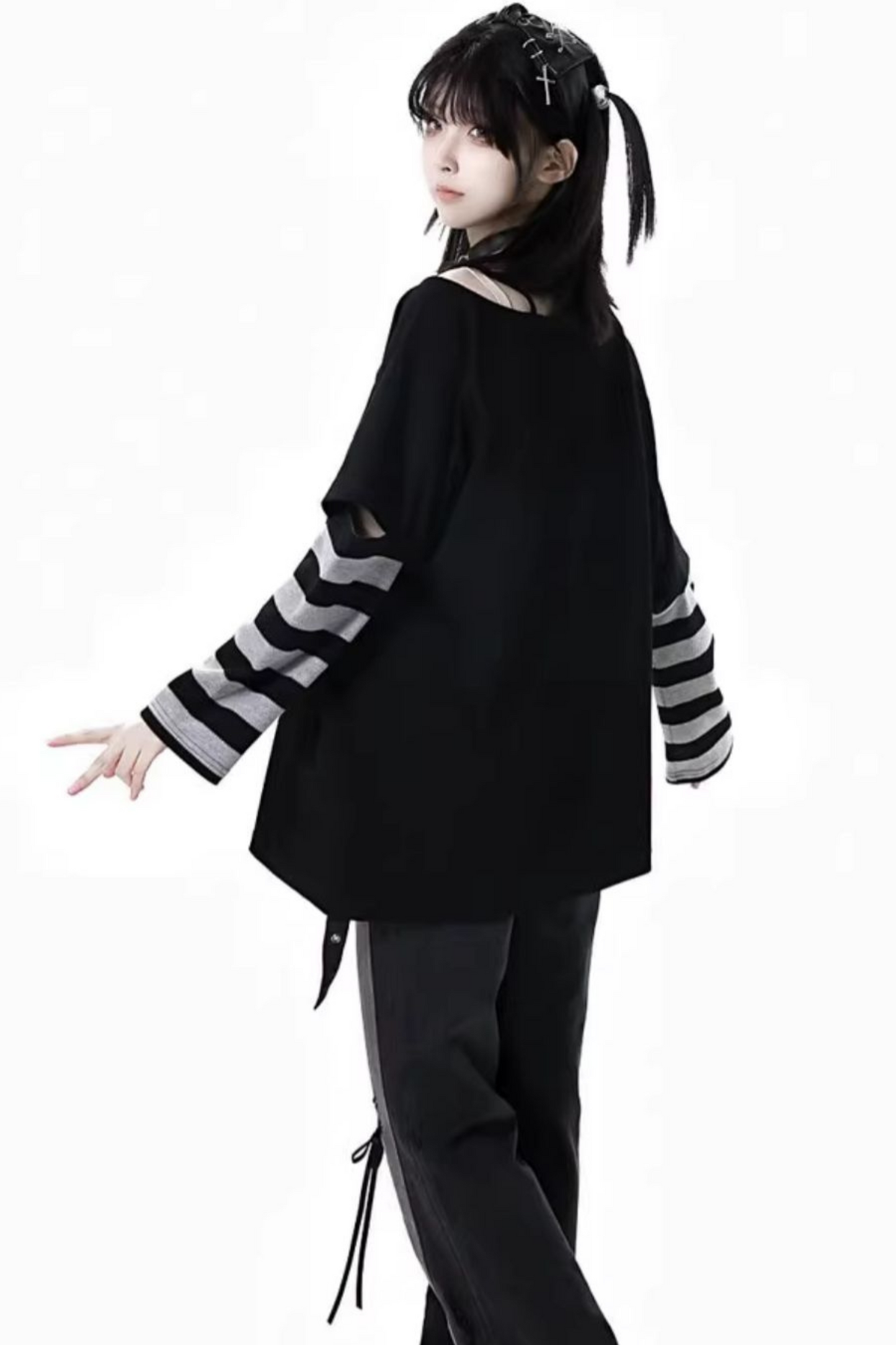 パッチワーククールボーダートップススリーブ