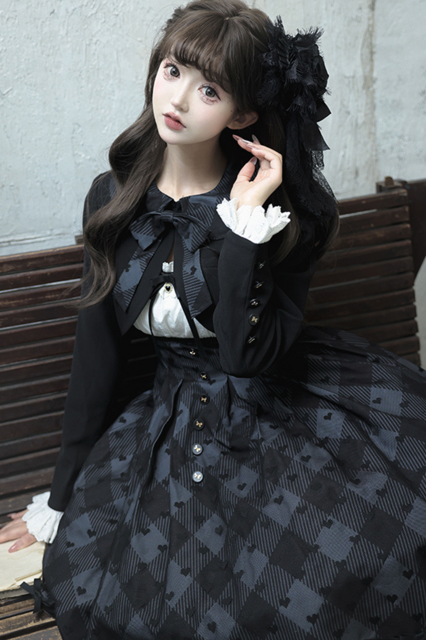 プリンセスブラックジャンパースカートロリータトップレディ+クロップドサイレント