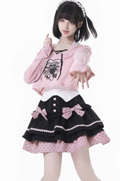 Neckholder-Rock mit Berry Cake-Band, French + Camisole-Top