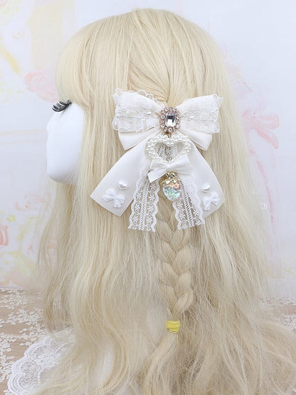 Large 4 Strawberry Options Color Bowknot Kei Charm Hairclip Heart Jirai