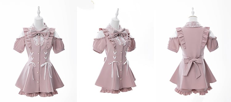 Shorts Shoulder Ruffled Pink: Sweet Kei Jirai Set in Brooch Open Decorative with Top
