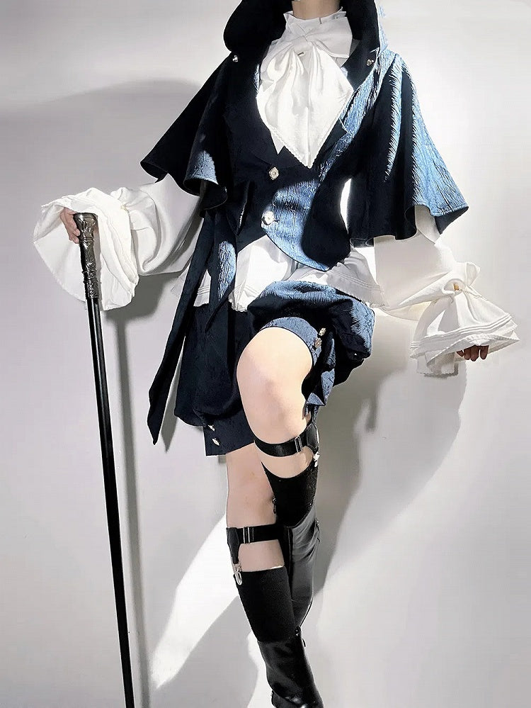 Fashion Ouji Oversized Lolita Blue Hooded Ears Jacket Bunny