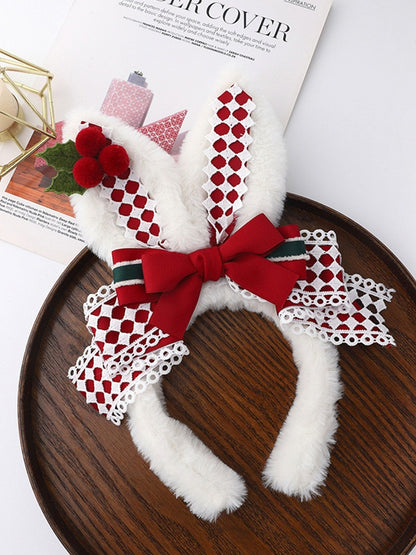 Light-up Bowknot Lolita Plush Ear Bunny Christmas KC