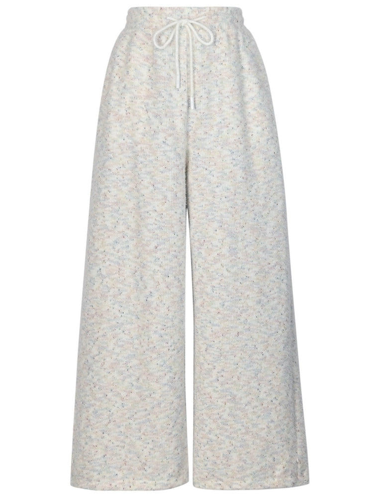 Bunte Strickhose mit hoher Taille und weitem Bein