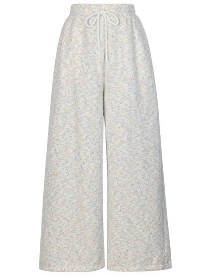 Bunte Strickhose mit hoher Taille und weitem Bein