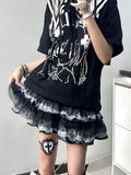Vintage Skirt Trim Lace Punk BlackWhite/BlackPurple Tiered with