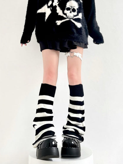 Flared Striped Leg Warmers - 46cm Kawaii Fairy Kei & Sweet Lolita Accessory, 8 Colors