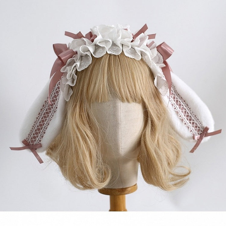 バニーディテール耳カラーKC蝶結びフリルロリータオプション8スイート