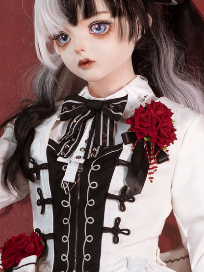 Brooch Black White Studded Bowtie