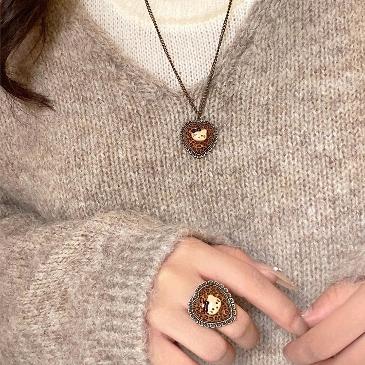 Brown Leopard Pattern Kitty Necklace/Ring/Bracelet/Choker