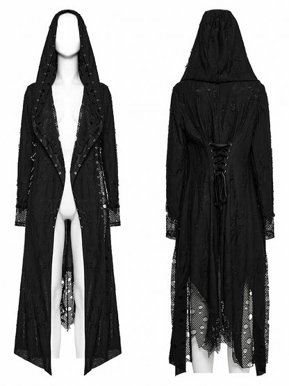 Knitted Black Decadent Coat Gothic Asymmetric