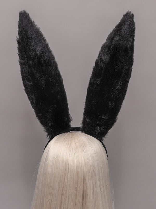 KC Long Black Pink White Cute Ear / Red Plush Bunny Lolita