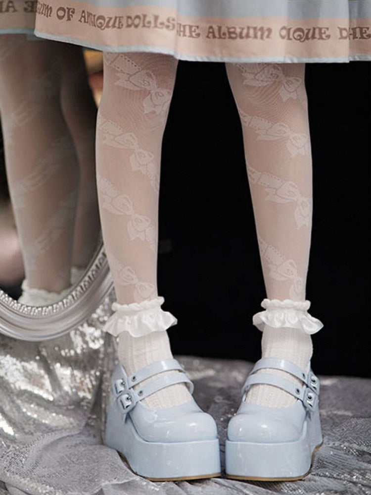 Straps Light Shoes Platform Blue with Buckle Sweet Dual