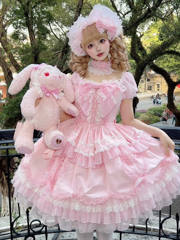 ピンクのロリータボンネット