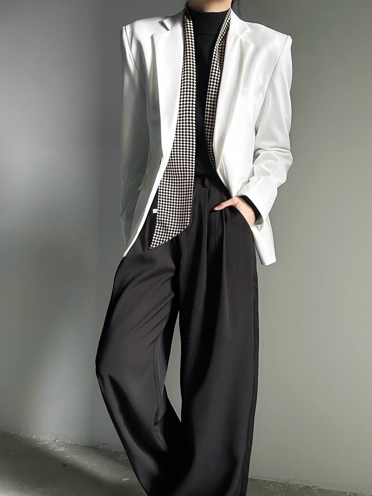 Unisex Lolita Lapel Notched with Ouji Buttons Blazer White Black Cuffs
