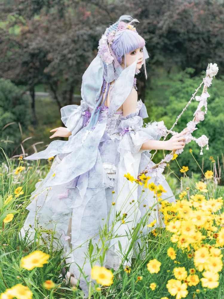 Dress Fairy Set Design Purple Butterfly JSK Princess Lolita Floral Full