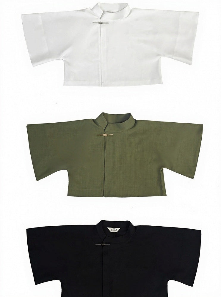 Green Bamboo Embroidered Short Sleeve Top - Feng Hua Gui Guo Ling