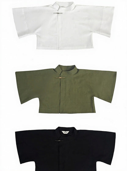 Green Bamboo Embroidered Short Sleeve Top - Feng Hua Gui Guo Ling
